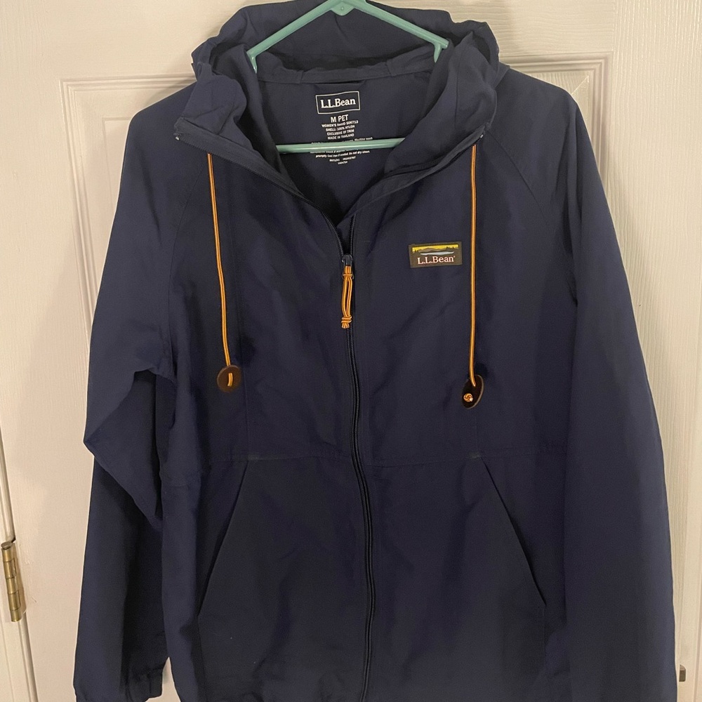 L.L. Bean Women's Navy Windbreaker with Orange Details